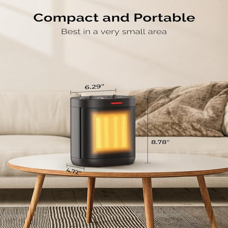 1500W Space Heaters For Indoor Use, Portable PTC Ceramic Space Heater, Small Space Heater With Thermostat, Three Modes, Overheat And Tip-Over Protection For Office Home