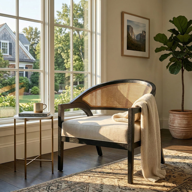 Chaise d'appoint rembourrée Cane, Line