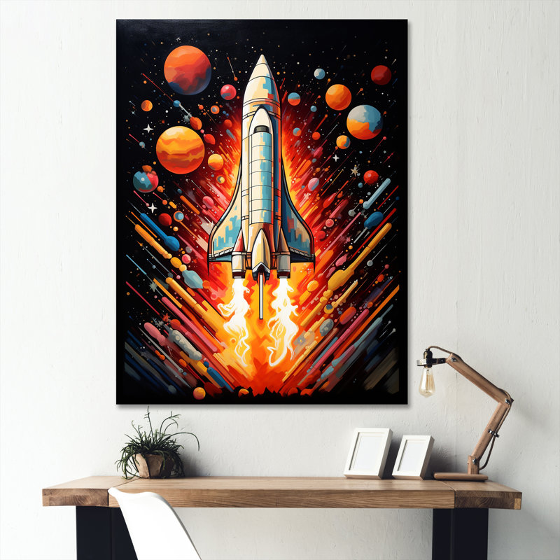 Rocketship Stellar Voyage I - Art mural sur toile Rocketship, H 40 po x l 30 po x P 1,5 po, Toile tendue