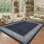 Tapis à bordure géométrique moderne 8 x 10 - lavable, pliable, résistant aux taches, facile à nettoyer, antidérapant pour le salon et la chambre à coucher (bleu marine)