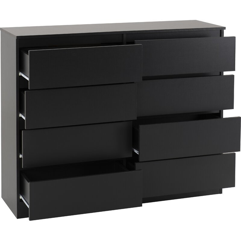 Braunstein 8 Drawer Chest Of Drawers, Black