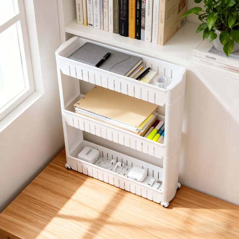 Three-tier Storage Rack - Plastic Cart With Wheels