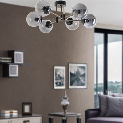 Lustre scandinave élégant, 25,6 po de diamètre x 13,8 po de hauteur | Fabrication 100% métal, peinture séchée au four, revêtement dégringolé | Douille E27, 40 W maximum | Noir et fumée, éclairage élégant pour les intérieurs modernes