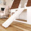 Lit superposé simple au-dessus de simple avec cadre en bois avec toit, échelle et glissade