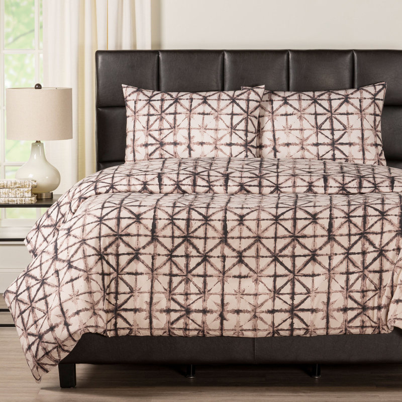 Reflection Polyester Windowpane Duvet Cover, Queen Duvet Cover + 2 Queen Shams