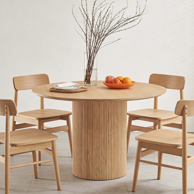 47,24 inch MDF Dining Table for Dining Room  Round Dinner Tables Mid-Century Modern Table OAK