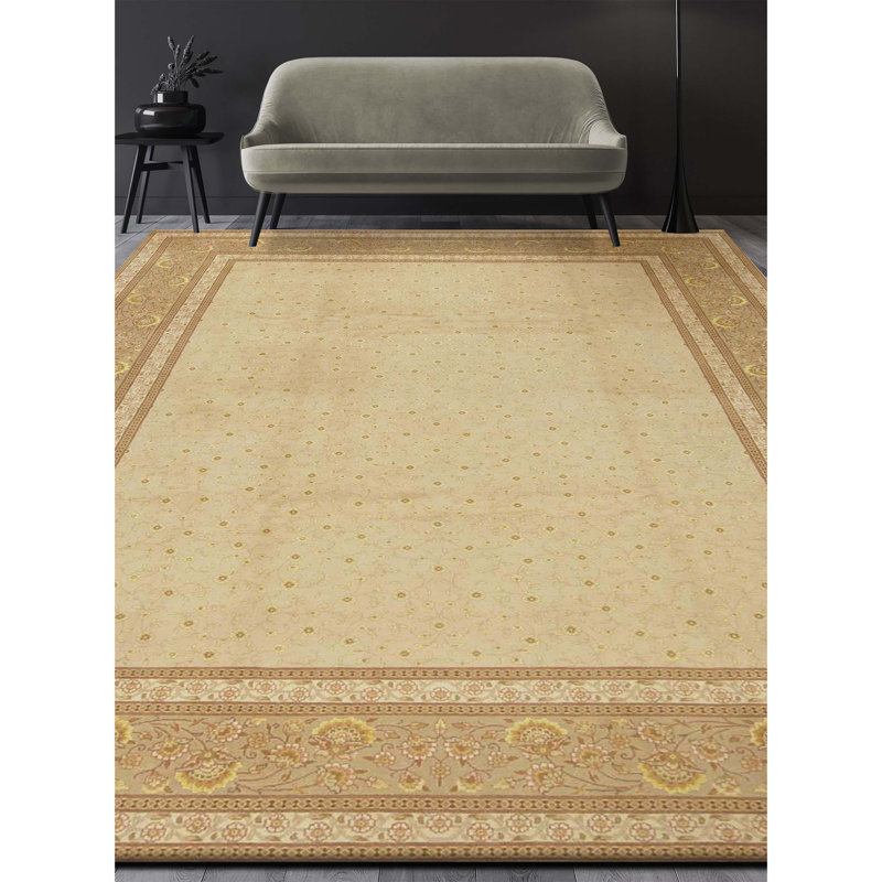 Tapis noué à la main de haute qualité beige et vert clair