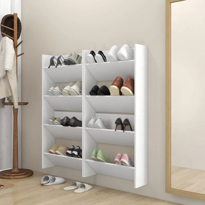 Wall Shoe Cabinets 4 pcs Engineered Wood, White