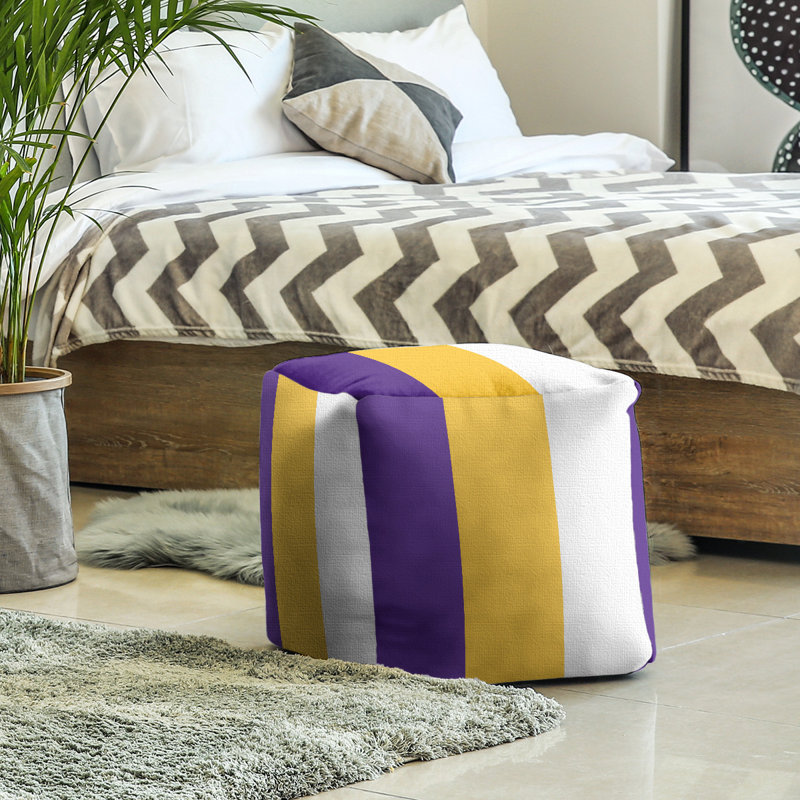 Repose-pieds cubique Tennessee, H 13 po x l 13 po x P 13 po, Jaune / violet