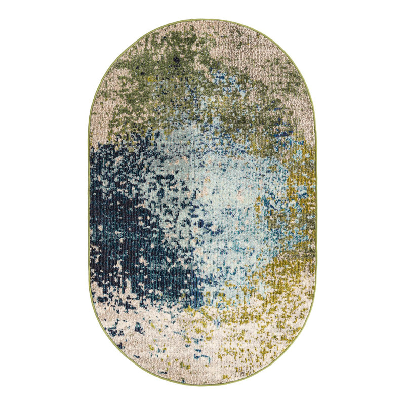 Rizer Washable Abstract Indoor Rug, Oval 3'3" x 5'3"