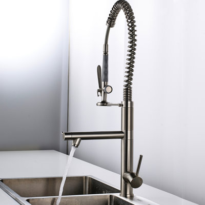 Kitchen Faucet With Pull Down , Brushed Nickel Finish, Build Material Contemporary Appearance, Brass Inside