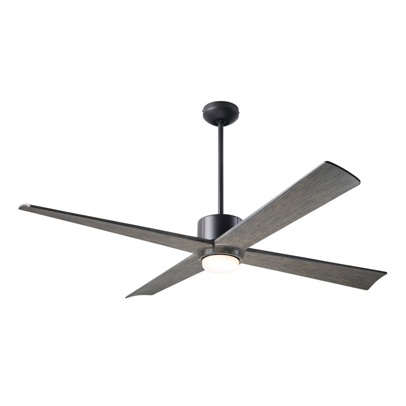Nouveau LED Downrod Ceiling Fan, Dark Bronze/Brass, Graywash, Wall Control