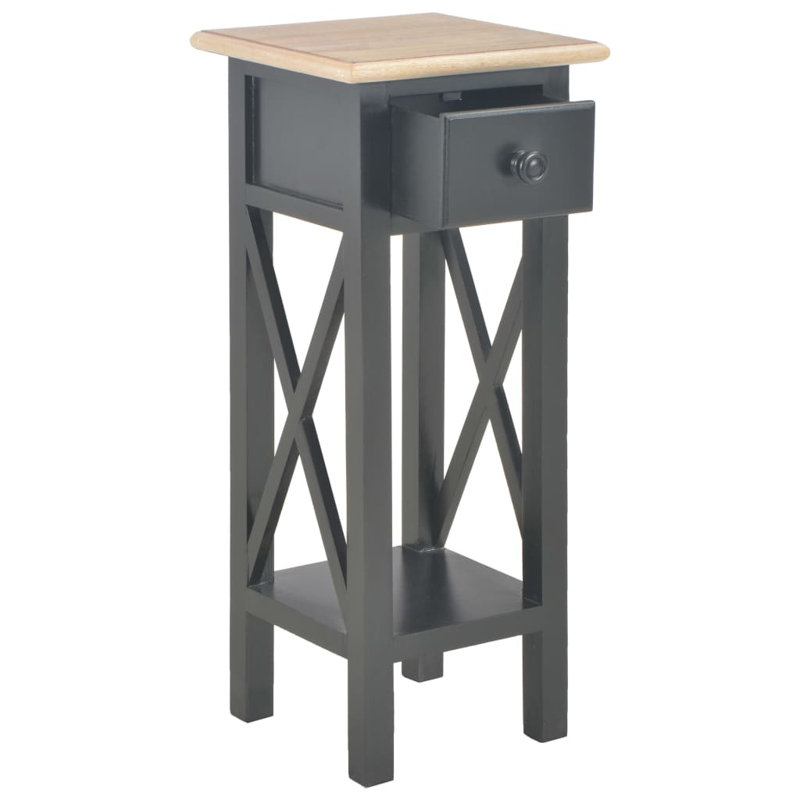 Table de bout en verre avec rangement Spielman, Noir, Brun