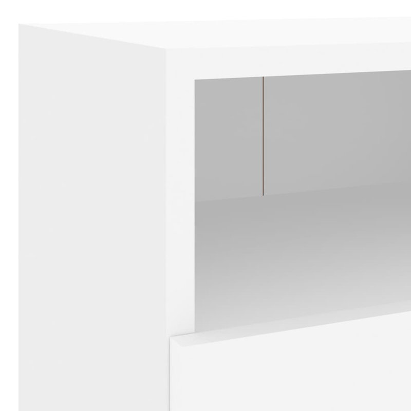 Baheejah Engineered Wood Glass  TV Stand, White, 15.7"H x 15.7"L x 11.2"W