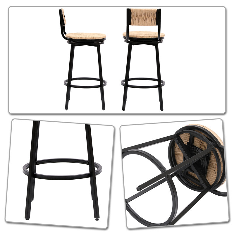 Chassady Swivel Counter Stool with Metal Frame, Honey