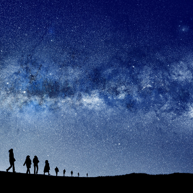 People And Abstract Universe - Wrapped Canvas Print, 30cm H x 30cm W x 3.8cm D