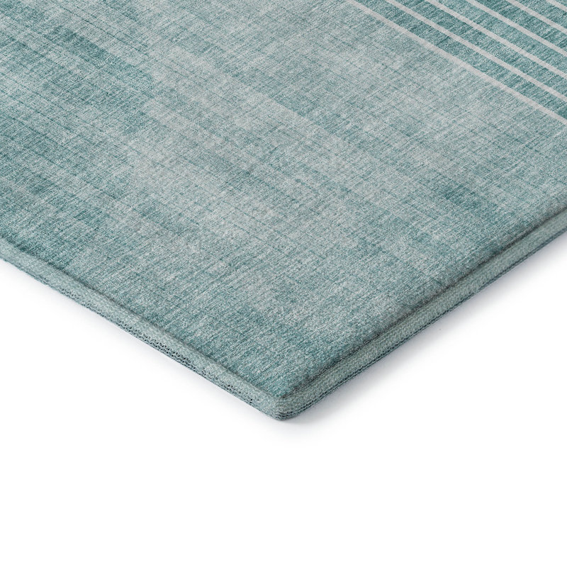 Tapis bleu sarcelle lavable à la machine Premium Prisco, Rond 8 pi