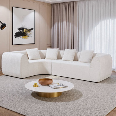 Canapé modulaire incurvé moderne en L 110 po | Canapé en nuage orienté vers la droite avec éponge compressée haute densité | Canapé modulaire 2 pièces sans assemblage pour le salon ou la salle de séjour