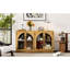 Armoire de rangement à 4 portes Vigue, tablettes réglables, caractère rétro, bois naturel, buffet de cuisine avec armoire en verre, sensation, idéal pour les repas