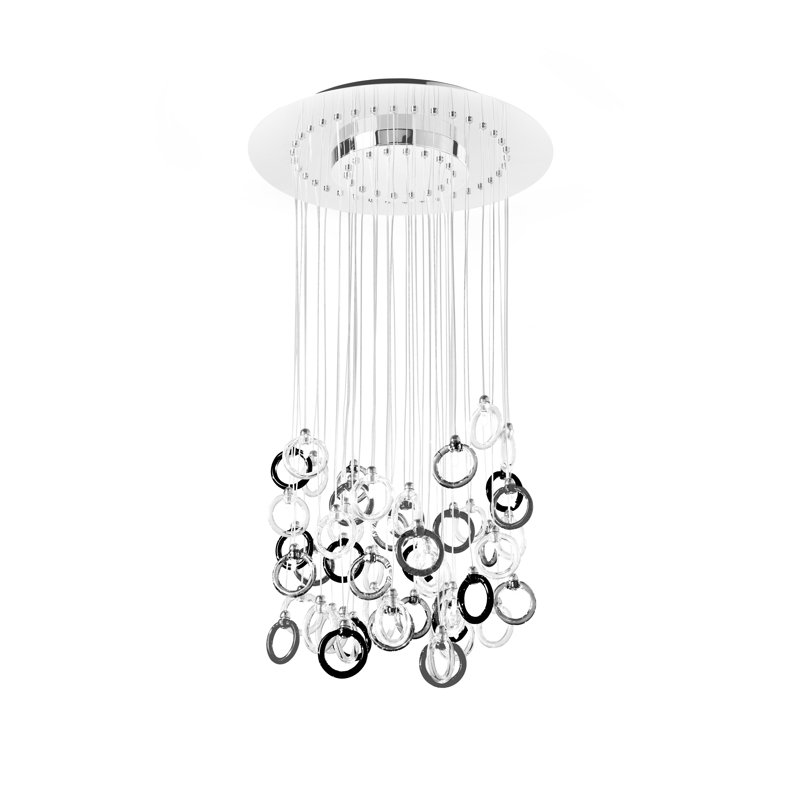27 - Light LED Chandelier, Crystal and black
