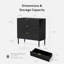 Commode 3 tiroirs cannelés avec pieds en métal (ensemble de 2)-1953477632