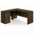 Furinno ROGER 60 Inch L-Shaped Executive Desk with File Cabinet, L-Shaped Office Desk with 3-Drawer Fixed Pedestal Filing Cabinet, Desk Cord Grommet, For Home Office, Modern Walnut-121883441-121883443