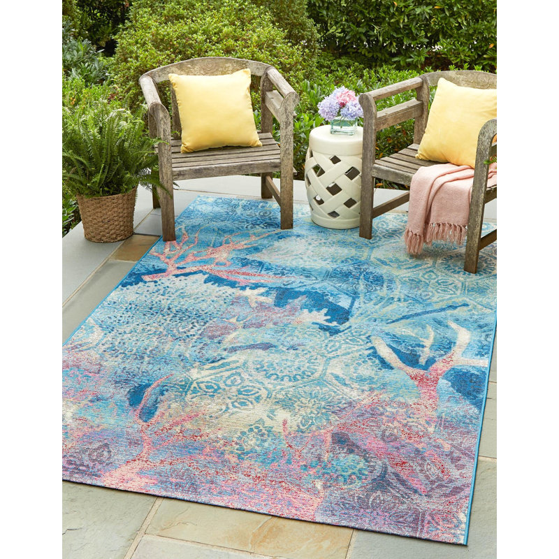 Tapis d'extérieur moderne Multi_Unique Loom, Rectangle 7 pi 10 po x 10 pi