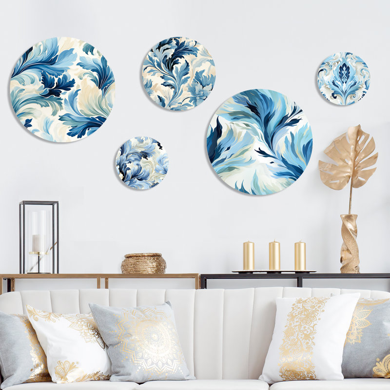 Cvita - Ensemble d'art mural rond victorien Ikat de 5