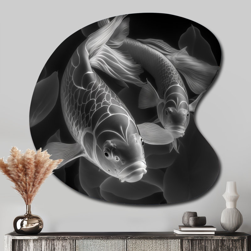 «Mono Koi Fish», art mural asymétrique en forme de goutte de poisson, H 33 po x l 33 po