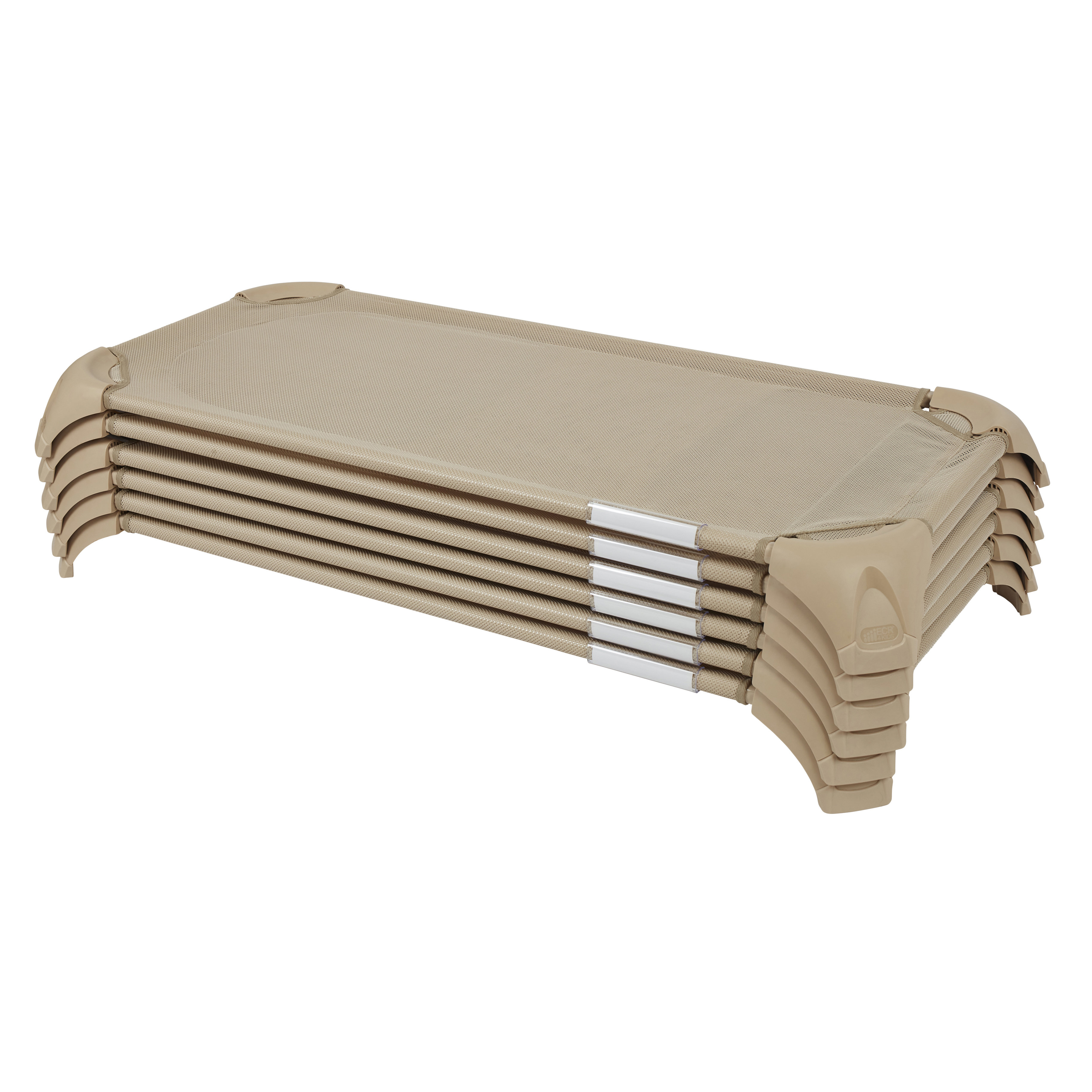 ECR4Kids Stackable Cozy Cot with Storage, Classroom Furniture, Sand, 6