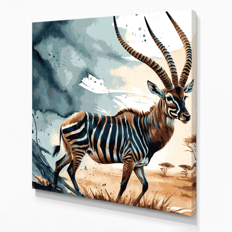 Faune, art mural sur toile beige Kudu, H 8 po x l 8 po