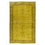 Tapis turc de 6 pi x 9,5 pi fabriqué à la main à motif floral turque et teint en jaune pour un décor contemporain