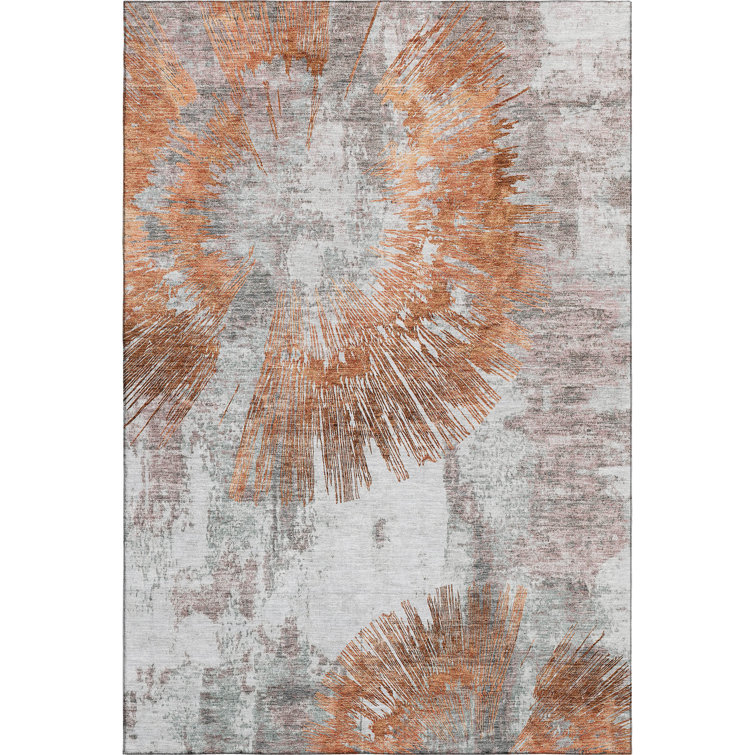 Premium Machine Washable Prisco Terracotta Rug