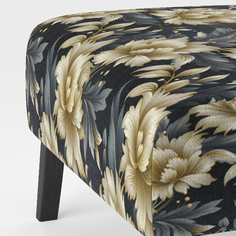 Fauteuil de chambre rembourré bohémien et éclectique noir et beige