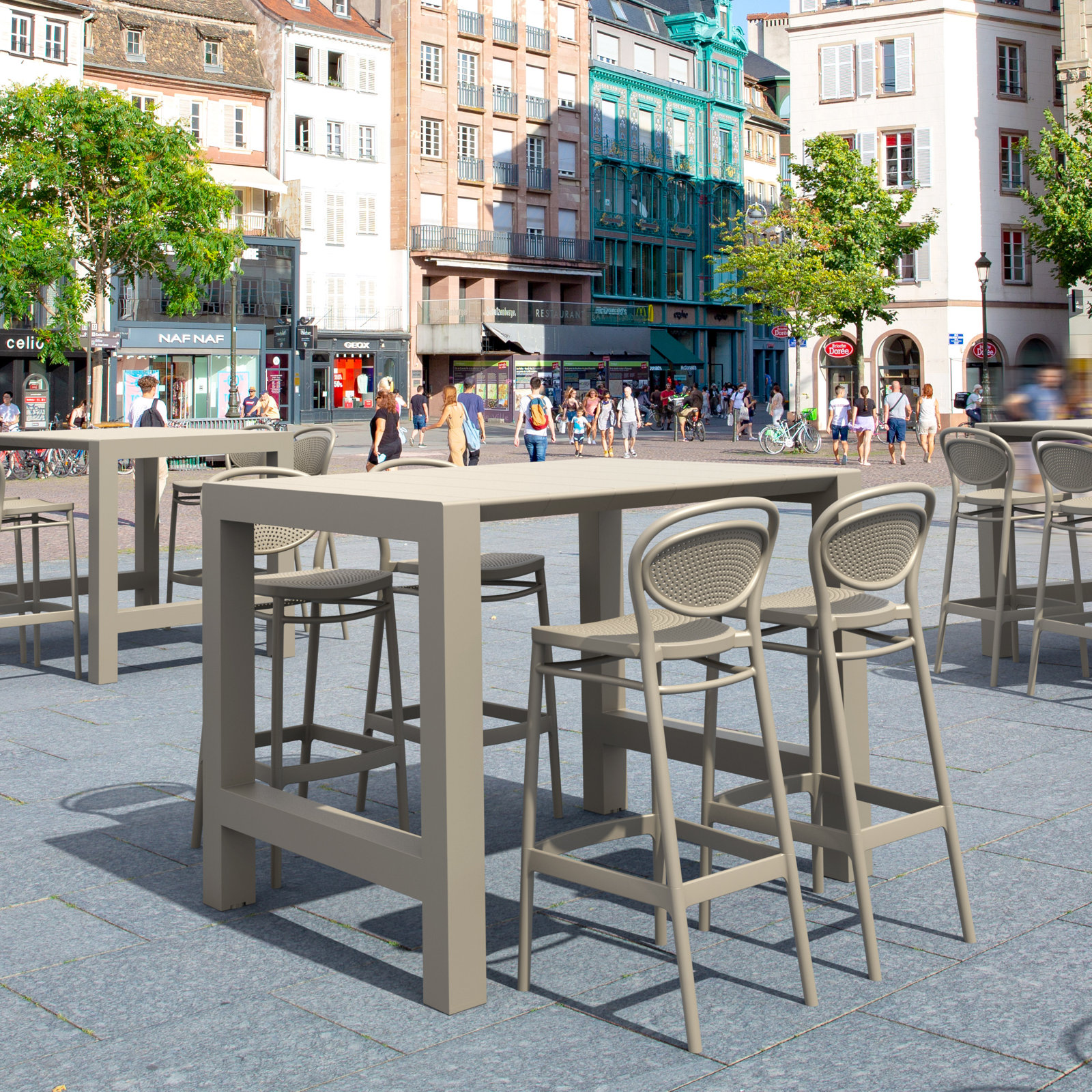 Farrah 4 - Person 39'' Long Bar Height Dining Set, Taupe