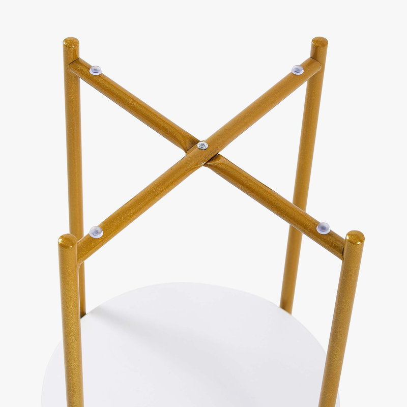 Rahn Stone Top End Table, White, Gold, Glass