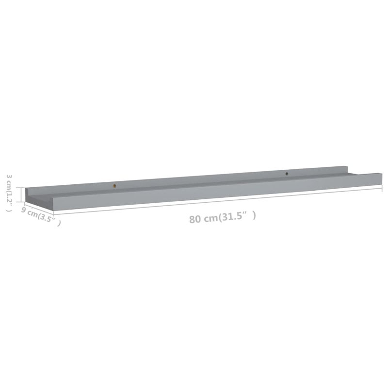Foust 2 Piece Straight Floating Shelf, Gray, 1.2" H x 31.5" W x 3.5" D