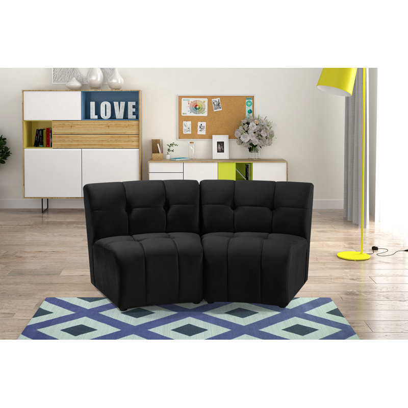 Canapé modulaire en velours Jedson, Velours noir