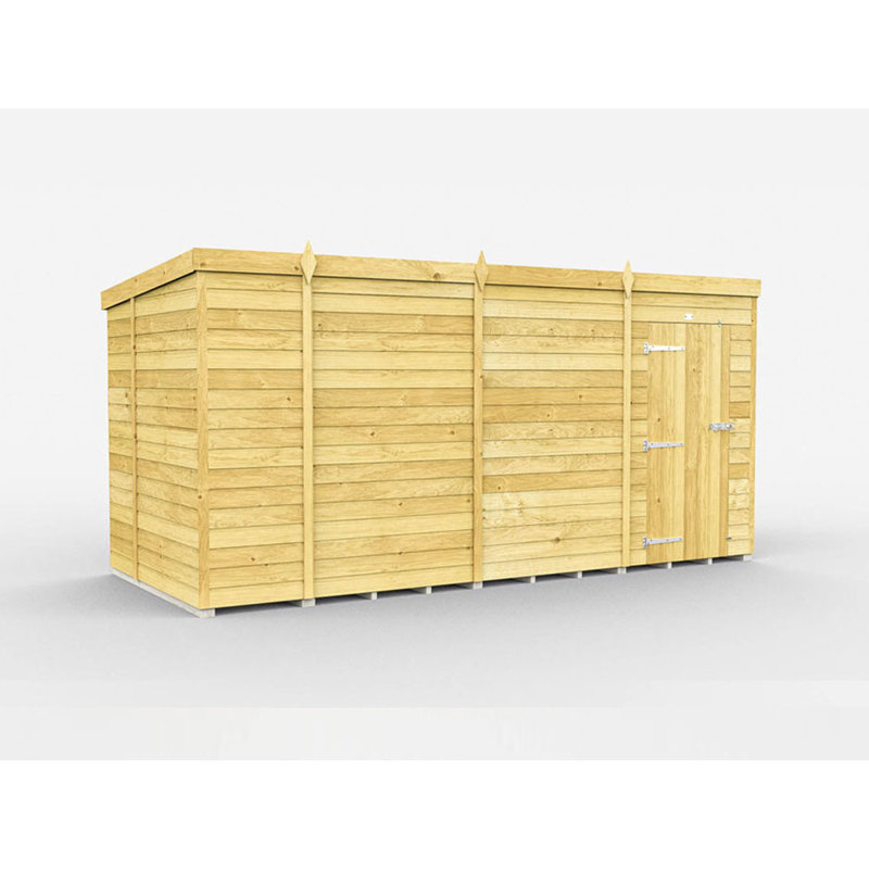 14ft x 6ft Pent Shed - Single Door without Windows