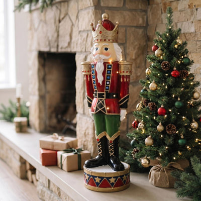 Illuminated Bavarian-Style Holiday Nutcracker Statue