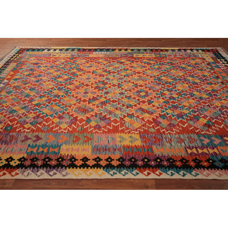 Tapis oriental kilim à tissage plat 8 x 11