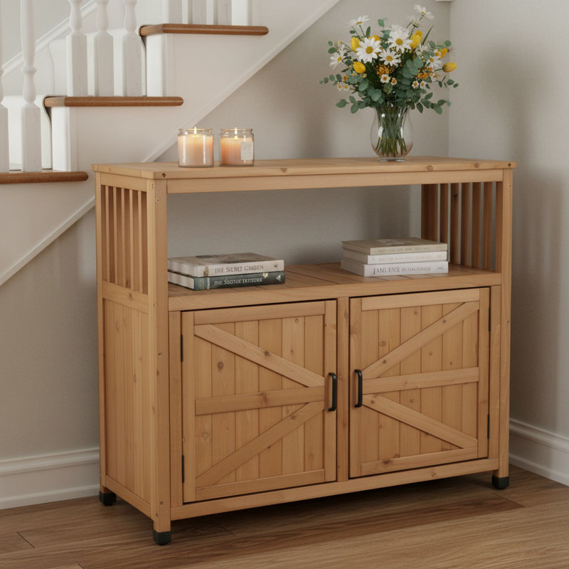 Ensemble de table de bar en bois avec rangement, buffet pour armoire d'extérieur et d'intérieur