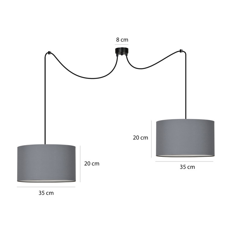 Pascua 2 - Light Black Drum Pendant, Grey