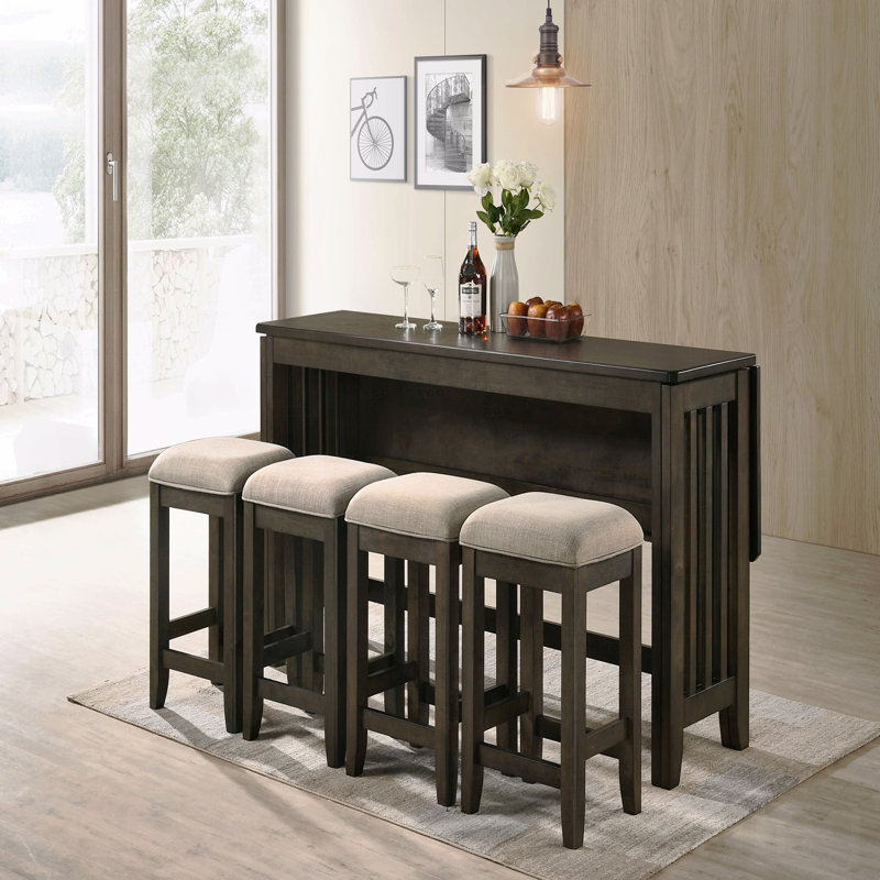 Drop Leaf Table W/ 4 Dining Stools
