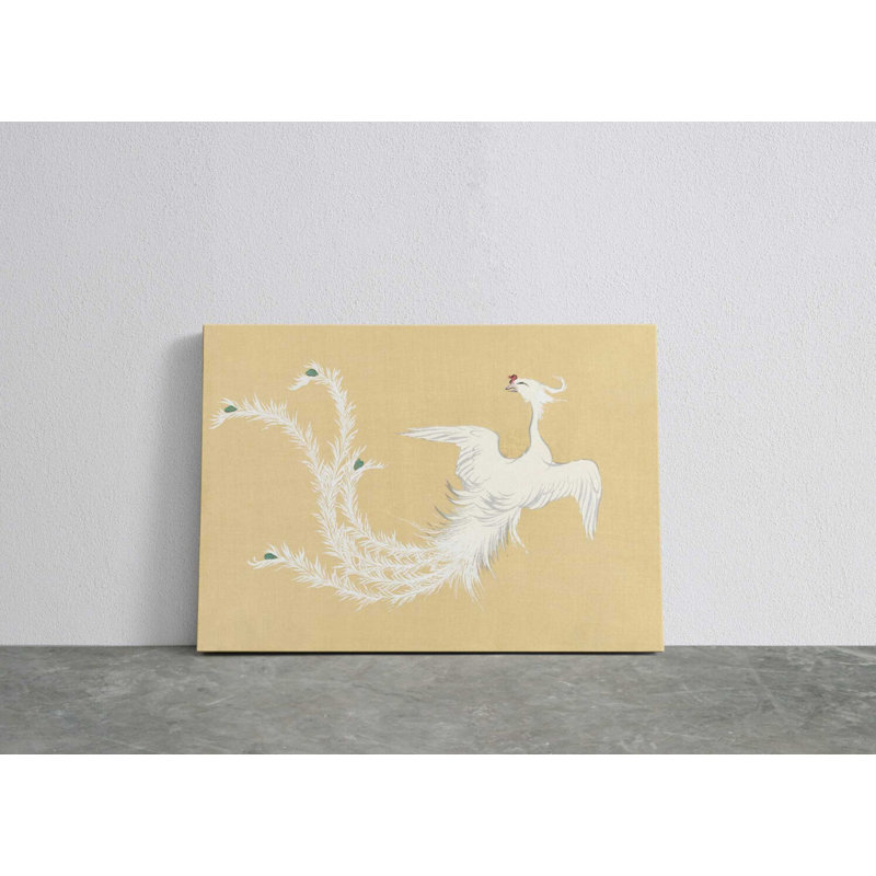 Oiseau de Momoyogusa, fleurs d'une centaine de générations - impression sur toile tendue, 20" H x 30" W