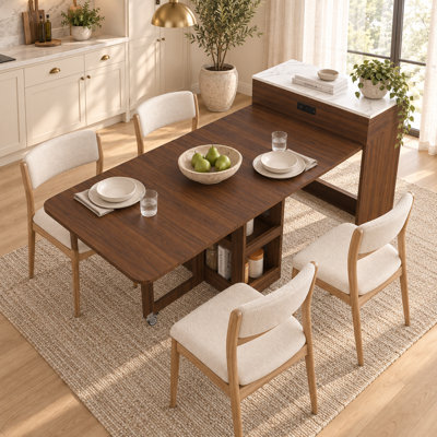 74 Inch Extendable Kitchen Island with Dining Table Power Outlet Storage and Locking Casters