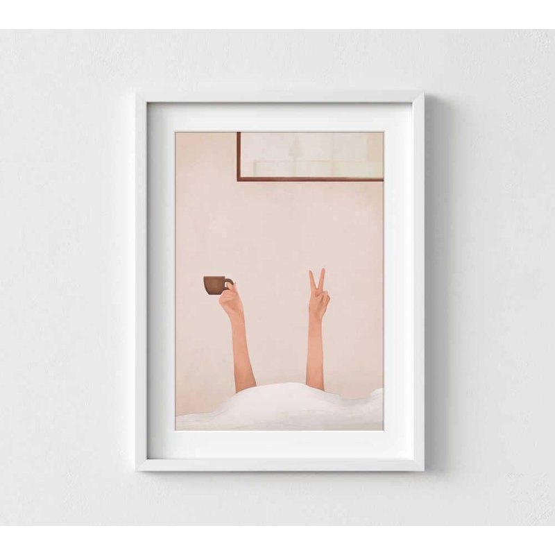 «Peaceful Morning», reproduction d'art - aquarelle, prête à être accrochée, 42" H x 56" W, Blanc, Blanc