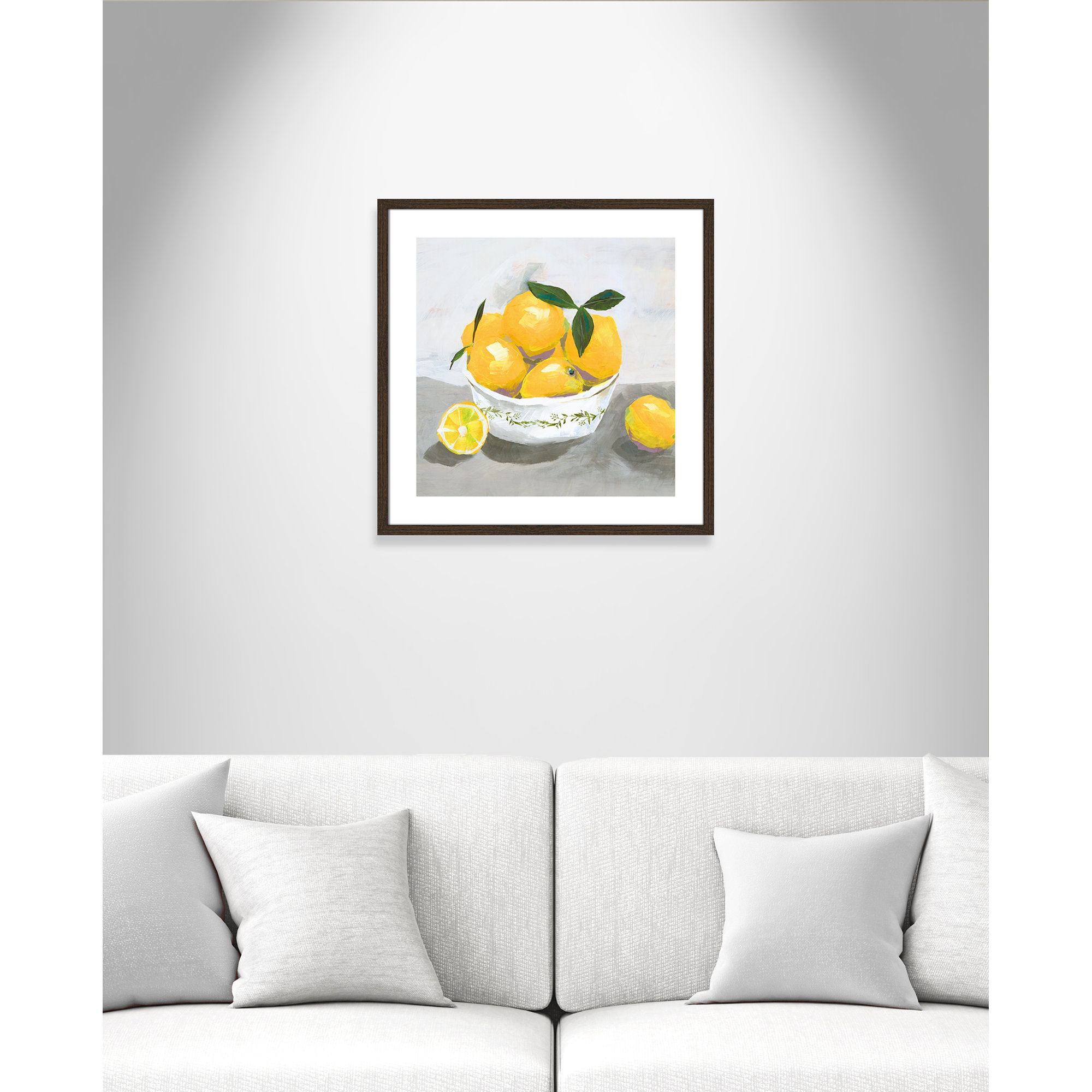 Lemons by Isabelle Z - Print, Walnut Wood Framed Paper, 24.75" H x 24.75" W x 0.75" D