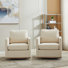 Wide Upholstered Swivel Armchair(set Of 2)