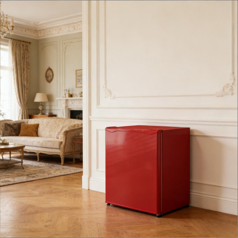 Congélateur vertical compact de 1,1 pied cube, mini congélateur portable avec thermostat à 5 niveaux, porte réversible et tablette amovible pour bureau à domicile, rouge